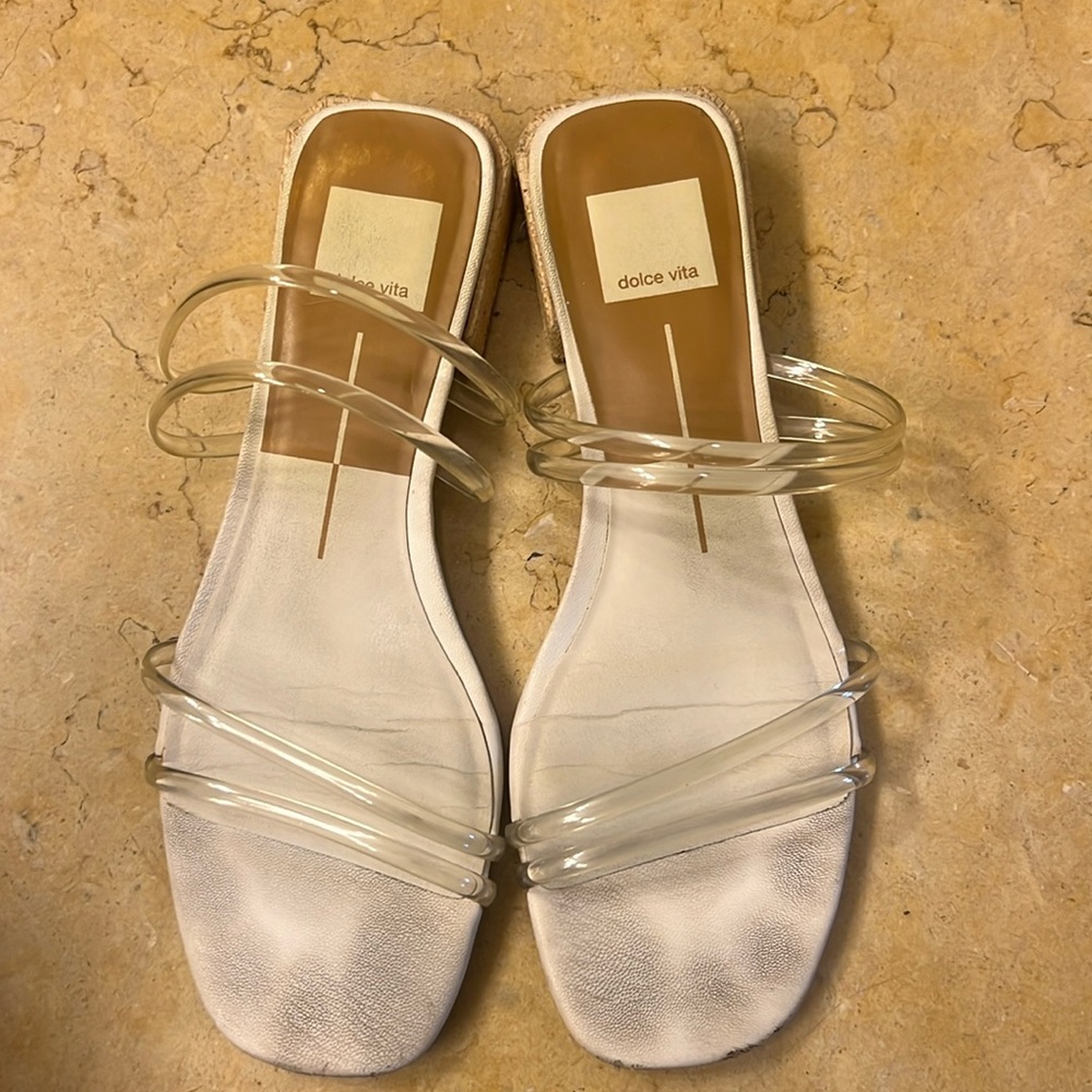 Dolce vita white and rattan sandals size 8